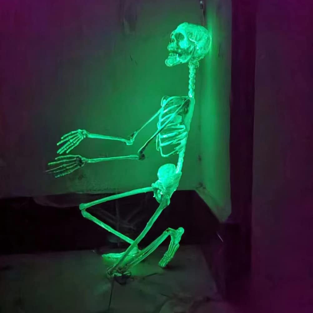 NOEARR Halloween & New Year Party Decorations - Glow in The Dark Large Posable Skeleton (40cm), Life Size Outdoor/Indoor Hanging Decor for Door, Yard & Home - Perfect for Spooky Parties, Haunted Houses & Seasonal Displays