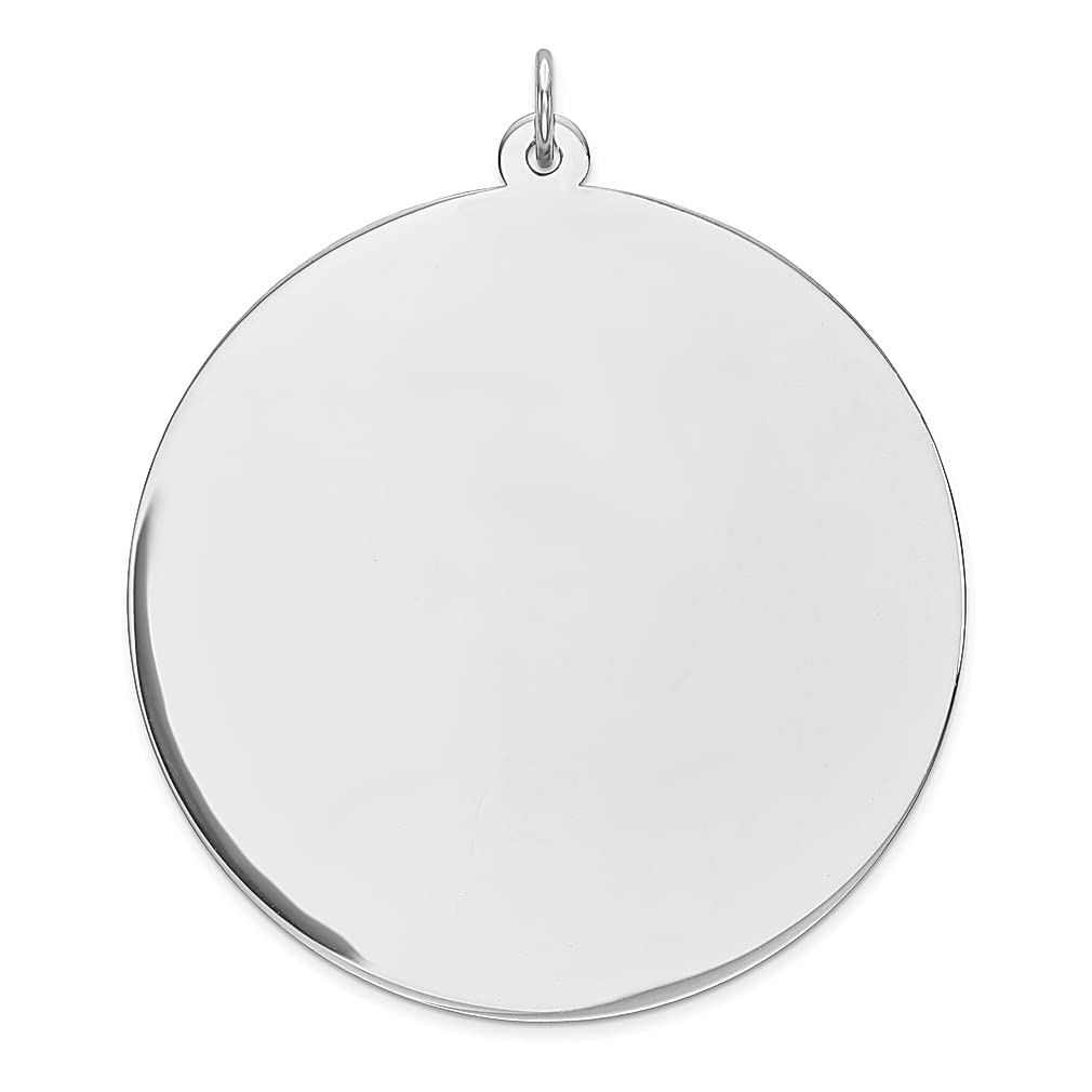 925 Sterling Silver Rhodium Plated Round Polish Front & Back Disc Charm Necklace Pendant - Engravable Plain Fine Jewelry for Women - Perfect Gift for Her, Birthday, Anniversary & Special Occasions