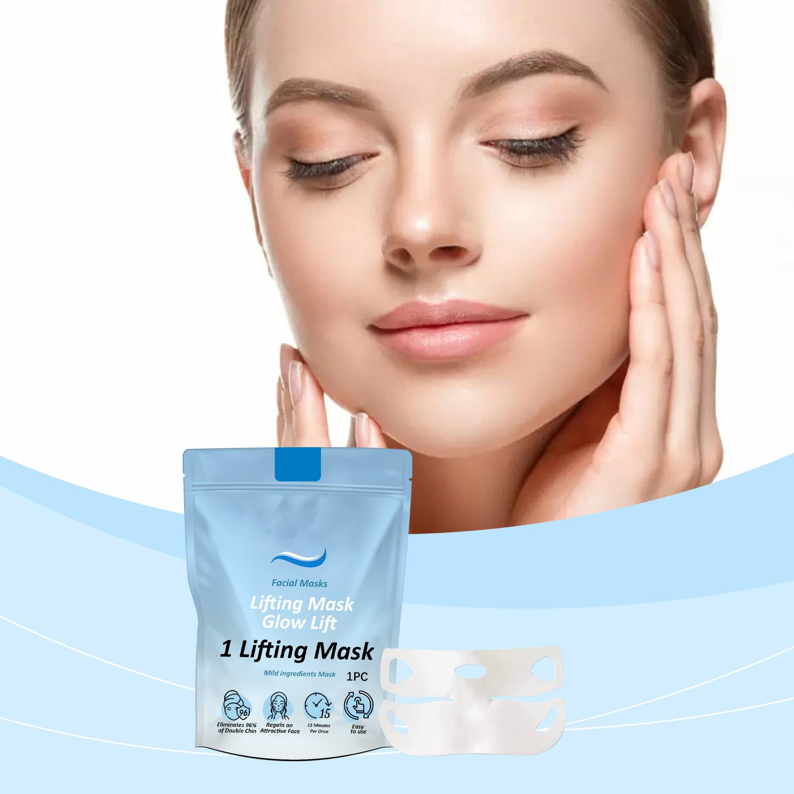 Chinology Chin Lifting Face Mask - Double Chin Reducer & Firming Treatment (3 Pack) - Anti-Aging Skin Tightening for Jawline Contour | Perfect for Home Spa, Self-Care Routine & Post-Workout Recovery
