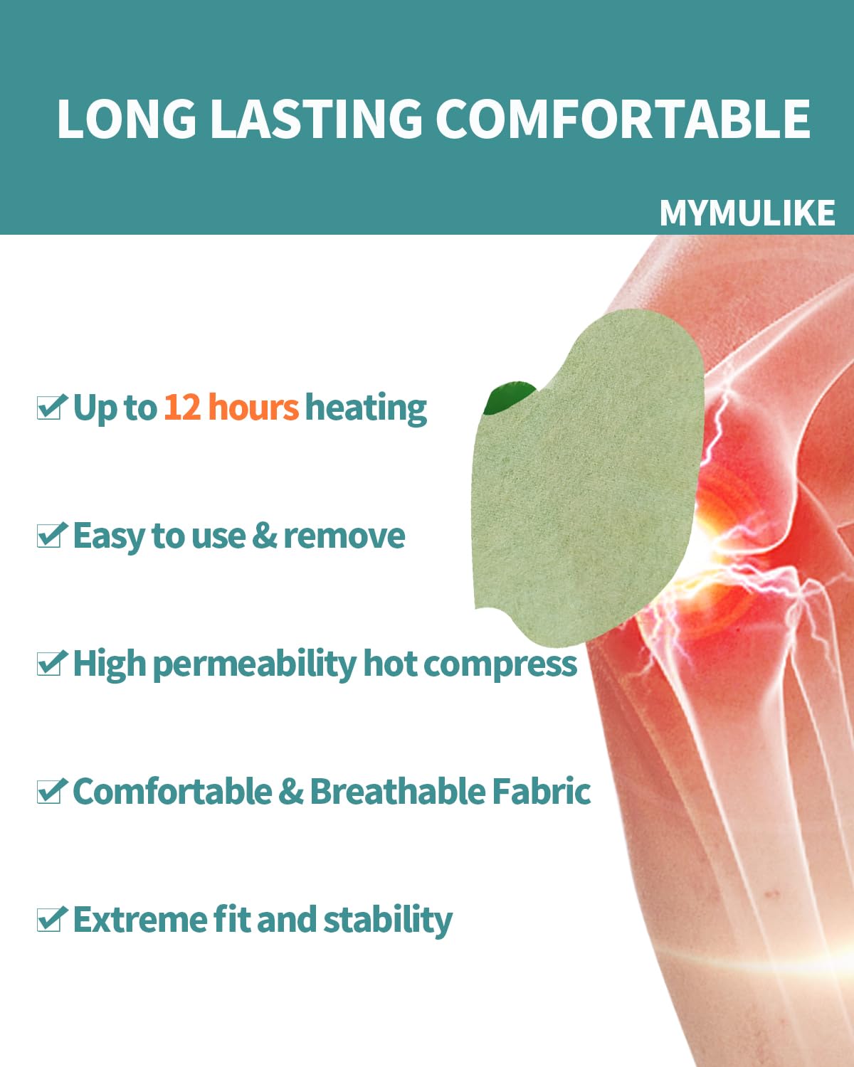 60Pcs Herbal Warming Knee Patches - Long Lasting 12-Hour Heat Therapy for Knee, Back, Neck & Shoulder Pain Relief - Natural Self-Heating Plaster for Joint & Bone Support - Perfect for Arthritis, Sports Recovery & Daily Comfort