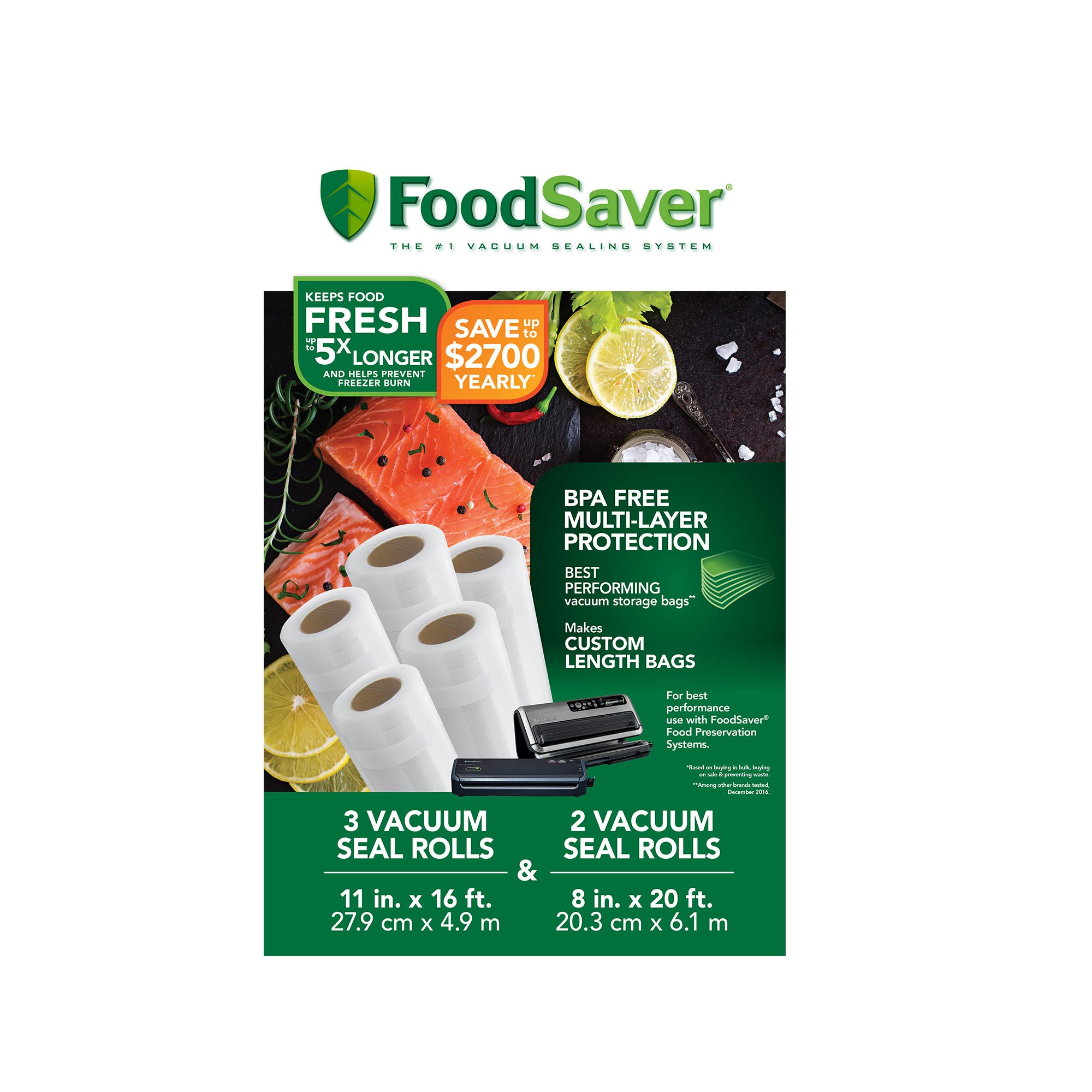 FoodSaver Vacuum Sealer Machine with Bags & Rolls - Airtight Food Storage System for Meal Prep, Sous Vide & Freezer Organization | Keep Food Fresh Longer