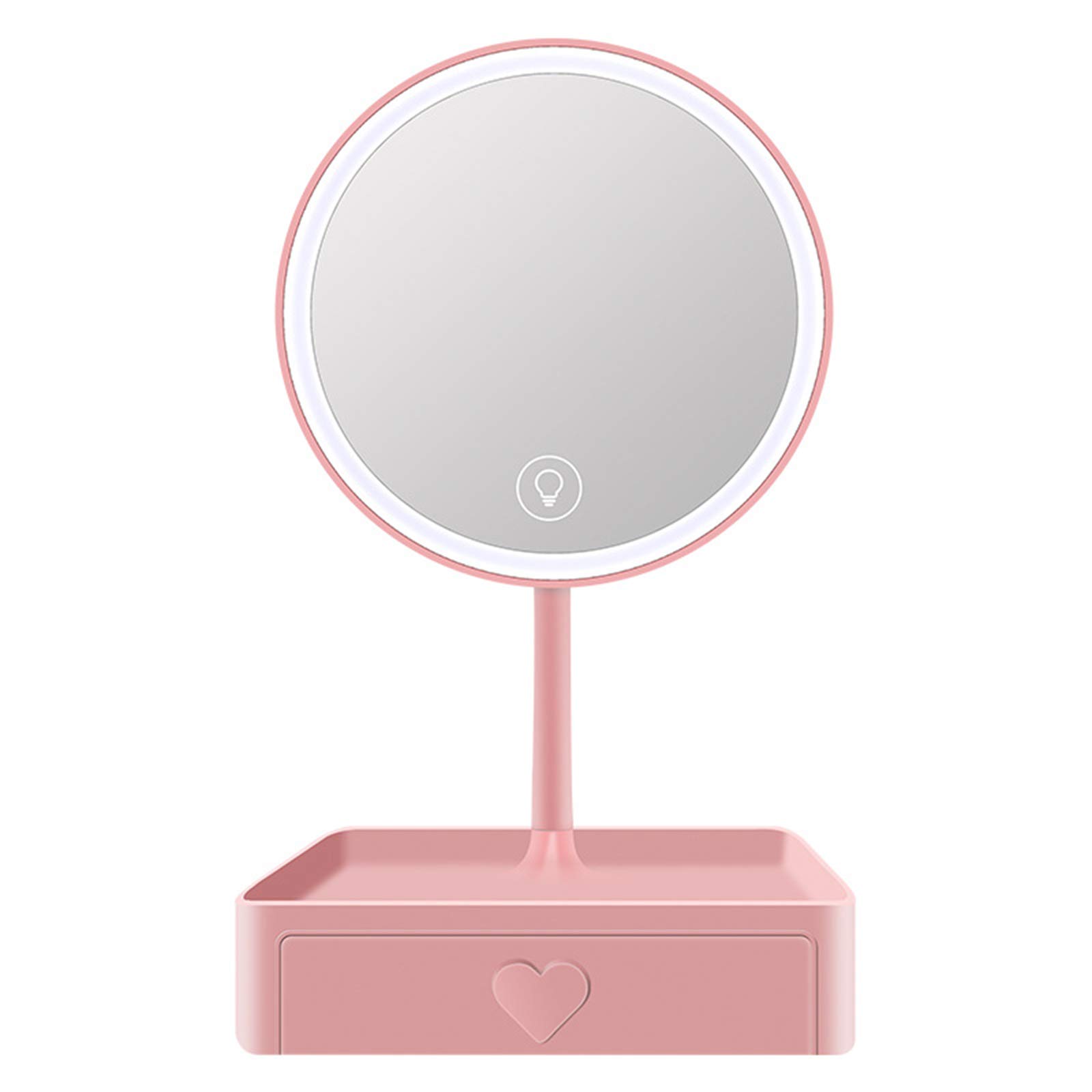 Rechargeable LED Makeup Mirror with Touch Screen Dimming - 5X Magnification Detachable Spot Mirror & Storage Box - Portable Vanity Mirror for Bathroom, Bedroom, Dressing Table & Travel - Perfect for Makeup Application, Skincare & Hair Styling