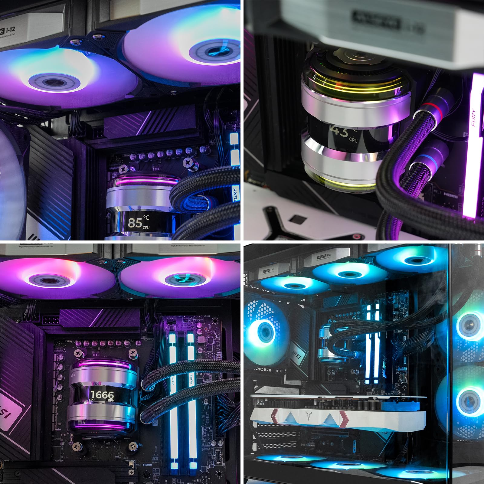 ALSEYE Infinity i360 RGB Water Cooling System - 360mm CPU Liquid Cooler with Dual LED Pumps, Temperature Display, 3x120mm ARGB PWM Fans for Intel LGA 1700/1200 & AMD AM5/AM4 - Quiet PC Cooling Solution for Gaming Rigs and High-Performance Computers (Black)