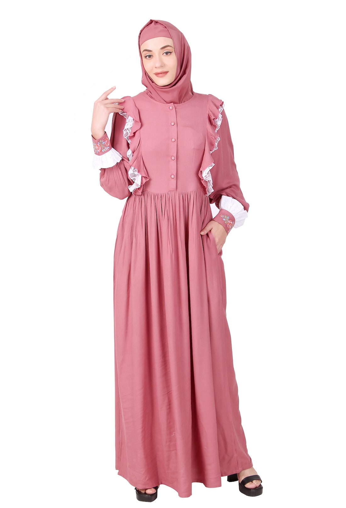 Comfortable Nursing-Friendly Soft Rayon Abaya Dress for Muslim Women - Perfect for Maternity, Breastfeeding & Everyday Wear