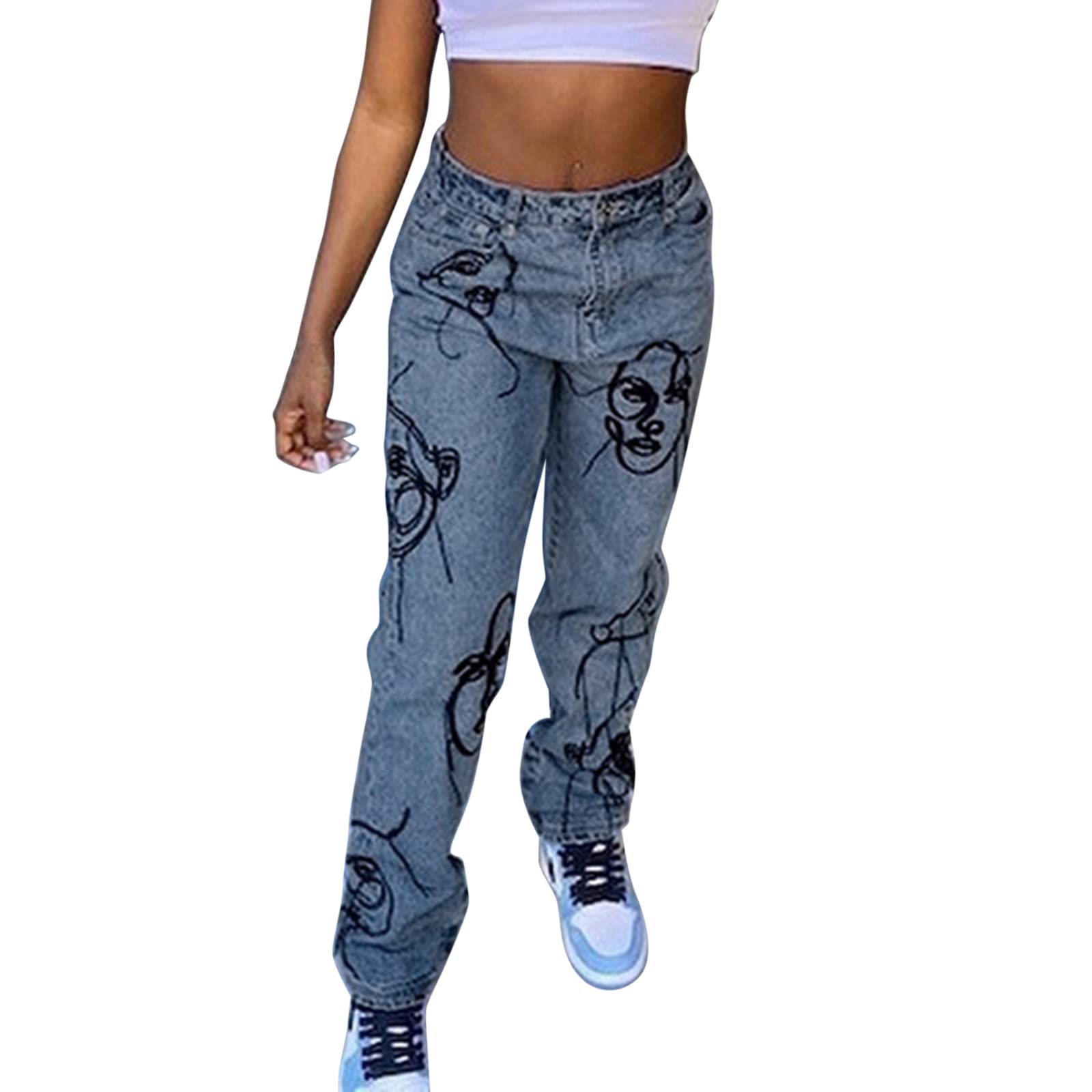 Y2K Vintage High Rise Flared Denim Pants - Bell Bottom Wide Leg Loose Fit Jeans for Women | 90s Retro Streetwear Fashion | Perfect for Casual Outfits, Music Festivals & Boho Style