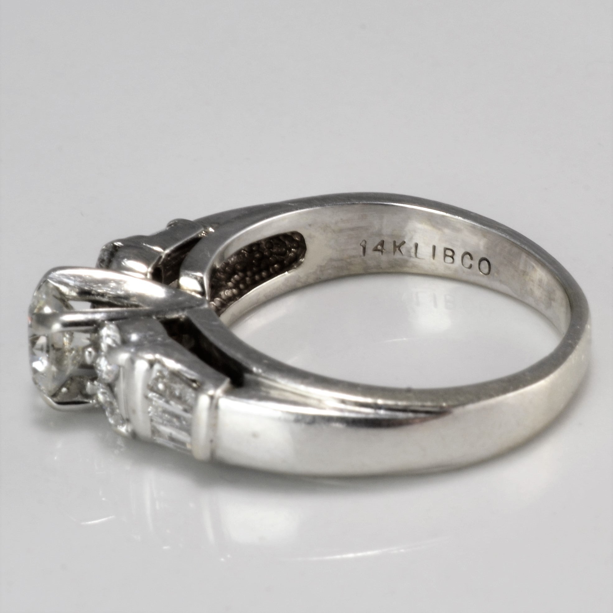 14K White Gold Diamond Engagement Ring with Baguette Accents - 0.77 Carat Total Weight | Size 4.75 | Perfect for Proposals, Anniversaries & Bridal Jewelry