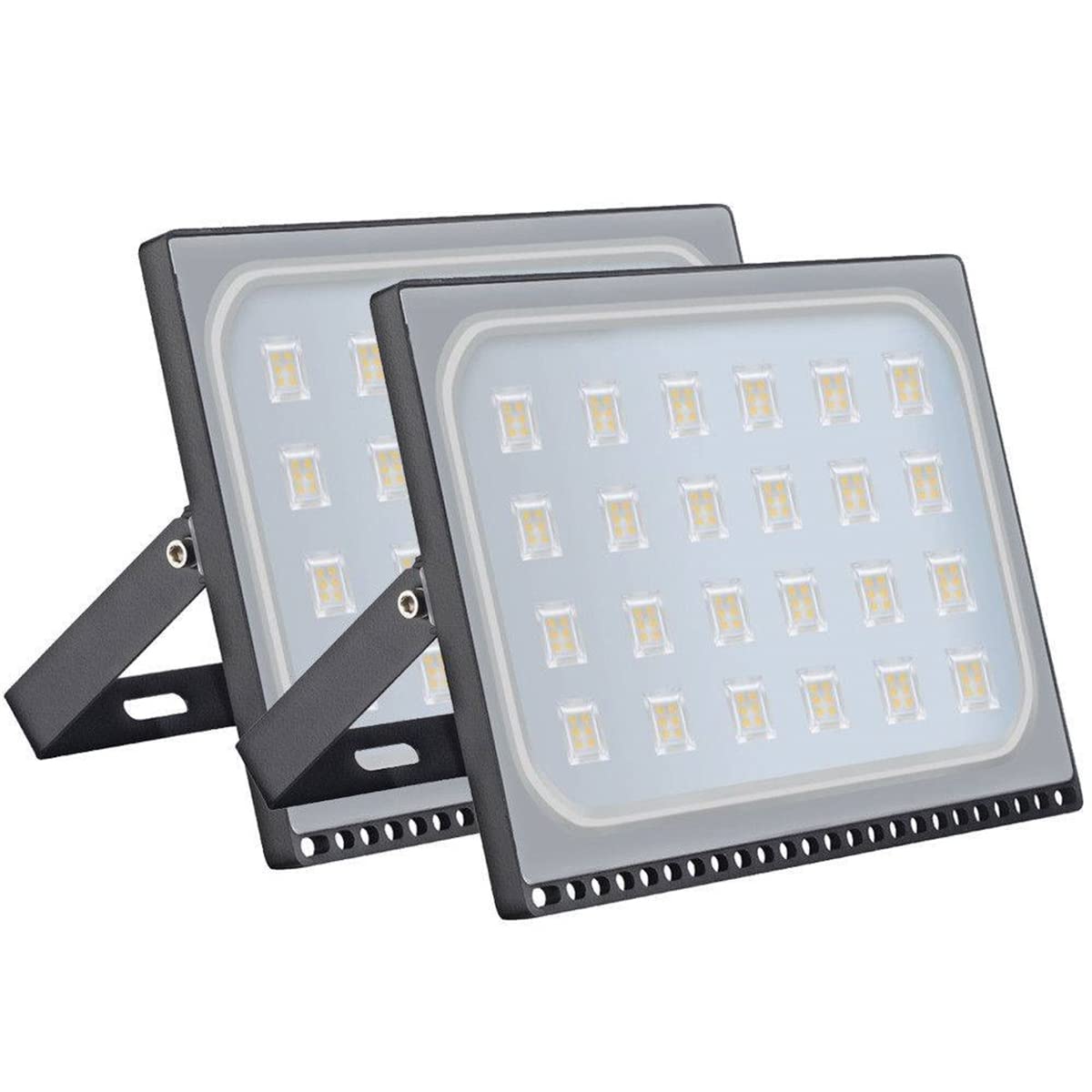 12000LM Super Bright LED Flood Lights with Plug - IP66 Waterproof Outdoor Security Lights, 6000K Daylight White (2 Pack) - Perfect for Backyard, Garden, Garage, Rooftop, Driveway & Landscape Lighting