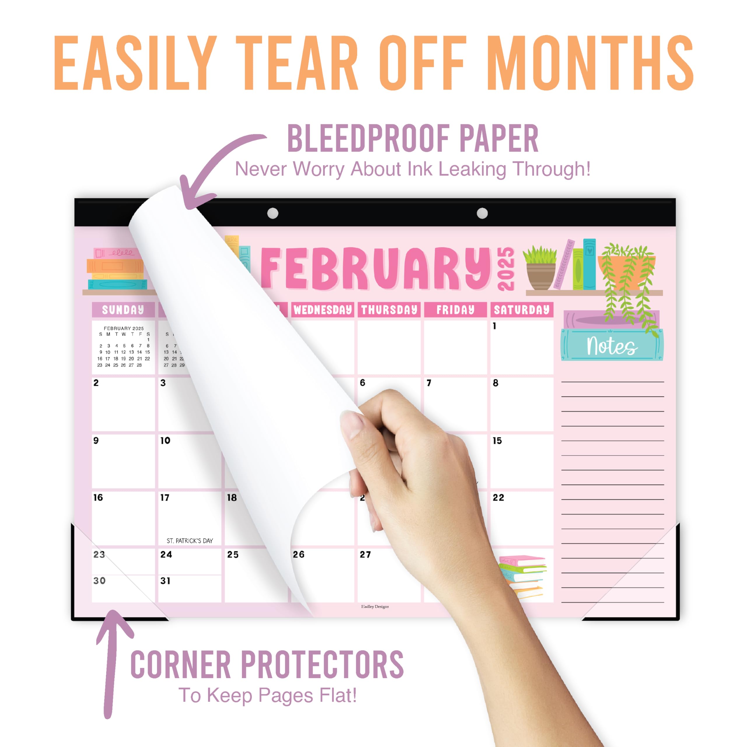 Hadley Designs 2025-2026 Large 18-Month Desk Calendar | 17