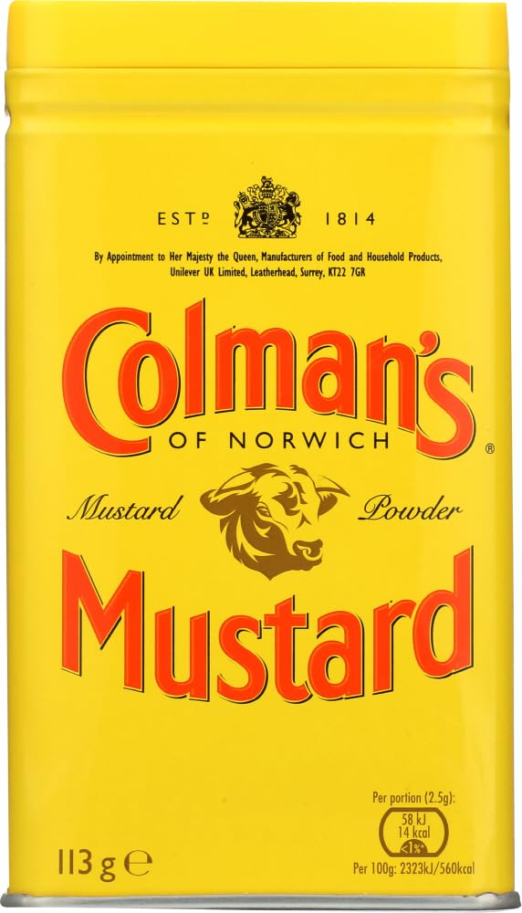 Colman's Mustard Hot & Dry 4.0 OZ (Pack of 12) - Premium English Mustard Powder for Cooking, Grilling & BBQ | Perfect for Sandwiches, Hot Dogs & Meat Marinades
