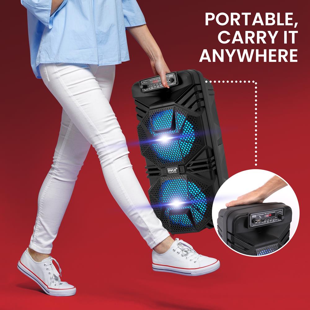 Dual 8” Portable PA Speaker System - High Power Wireless Bluetooth Speaker for Outdoor Events, DJ Parties, Live Performances & Public Address