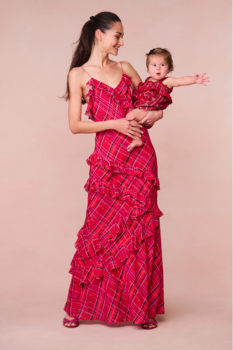 Rialto Silk Tartan Dress for Women - Elegant Plaid A-Line Midi Dress with Pockets | Perfect for Office, Party, and Special Occasions