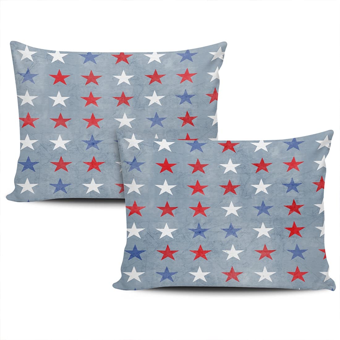 LERANA Set of 2 Standard Size 20x26 Inch Decorative Throw Pillow Covers - Starry Patriotic Pillow Cases for Sofa, Couch, Living Room & Car Décor | Perfect for Home, Office & Seasonal Decor