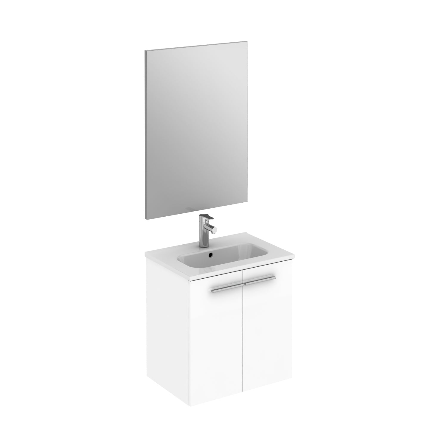 Modern White Gloss Wall Mount Bathroom Vanity 20x14 Inches with 2 Doors - Space-Saving Storage for Small Bathrooms & Powder Rooms