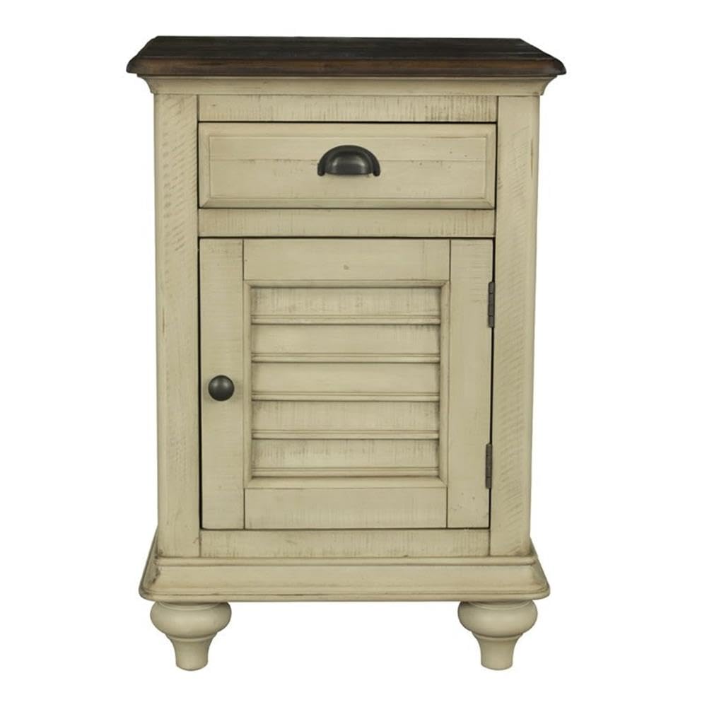 Sunset Trading Shades of Sand Wood Nightstand - Cream Puff & Walnut Brown Finish | Bedside Table for Bedroom, Living Room, or Guest Room