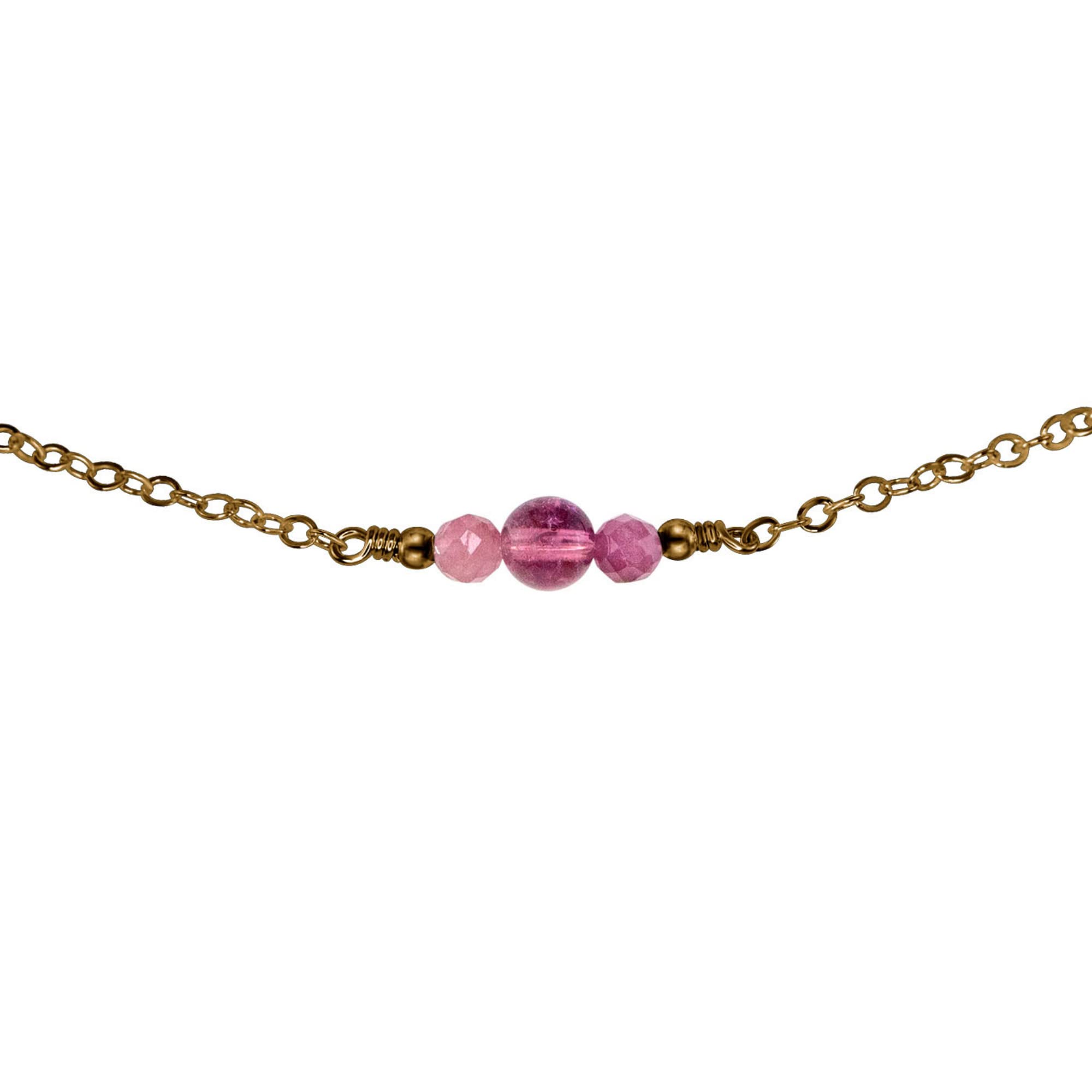 Elegant Pink Tourmaline Dainty Choker Necklace in Bronze - Perfect for Weddings, Date Nights & Special Occasions