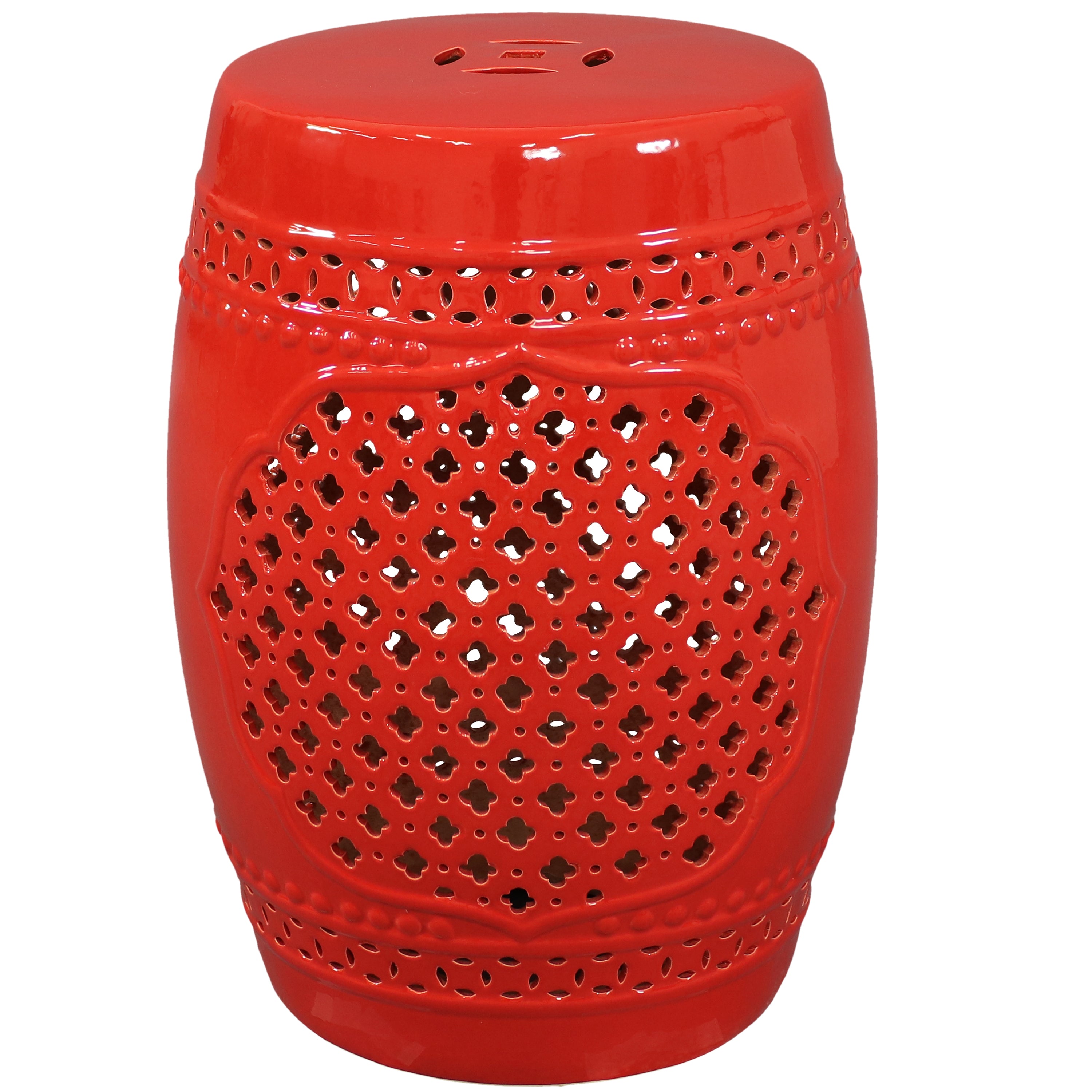 Sunnydaze Marrakesh Lattice Ceramic Garden Stool Side Table - 17.75 Inch Outdoor Patio Furniture, Boho Decor for Porch, Poolside, or Living Room Accent