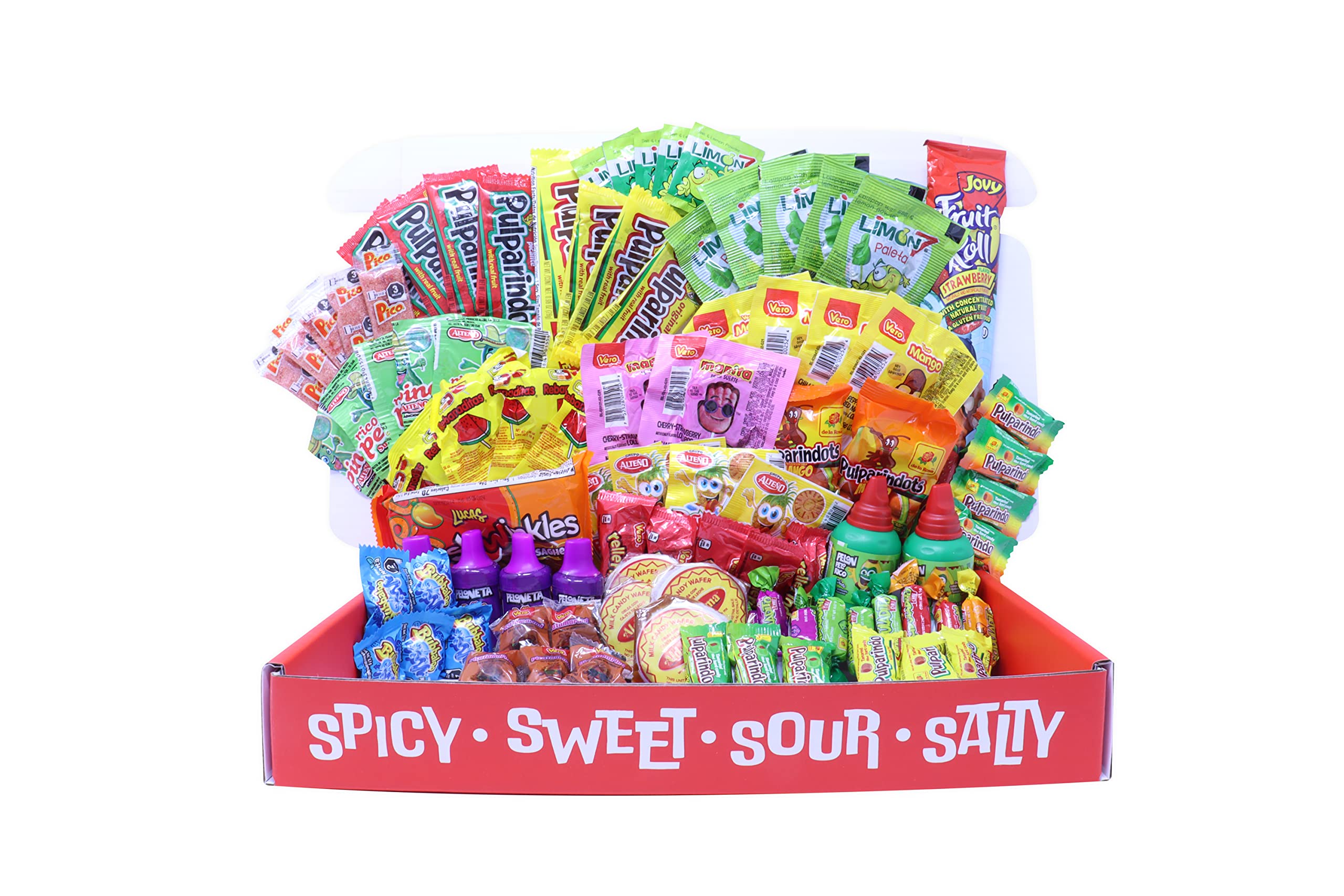 Mexican Candy Variety Pack - 90 Count Assortment of Spicy, Sour & Sweet Premium Candies (Lucas, Pelon, Pulparindo, Rellerindo) by MexiCrate - Perfect for Parties, Gifts & Mexican Food Lovers