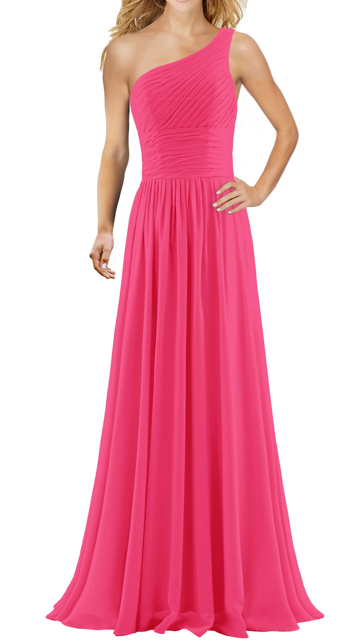 Elegant ANTS Women's Pleated Chiffon One Shoulder Bridesmaid Dress - Long Formal Evening Gown for Weddings, Prom & Special Occasions