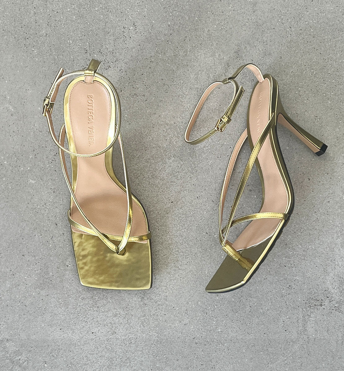 Stretch Square Sandal Mirror Gold - Comfortable Women's Fashion Sandals for Summer Beach, Party & Casual Wear