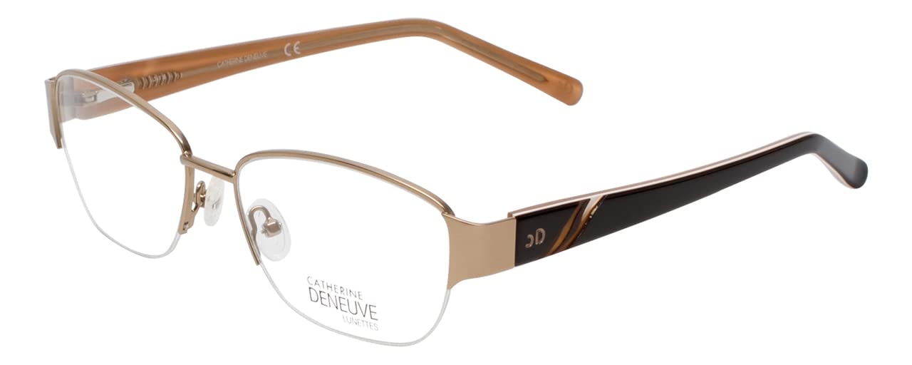 Catherine Deneuve CD0406 Gold Eyeglass Frames - 54mm Lens Diameter, Retro Round Glasses for Women, Fashionable & Lightweight - Perfect for Reading, Work, and Everyday Wear
