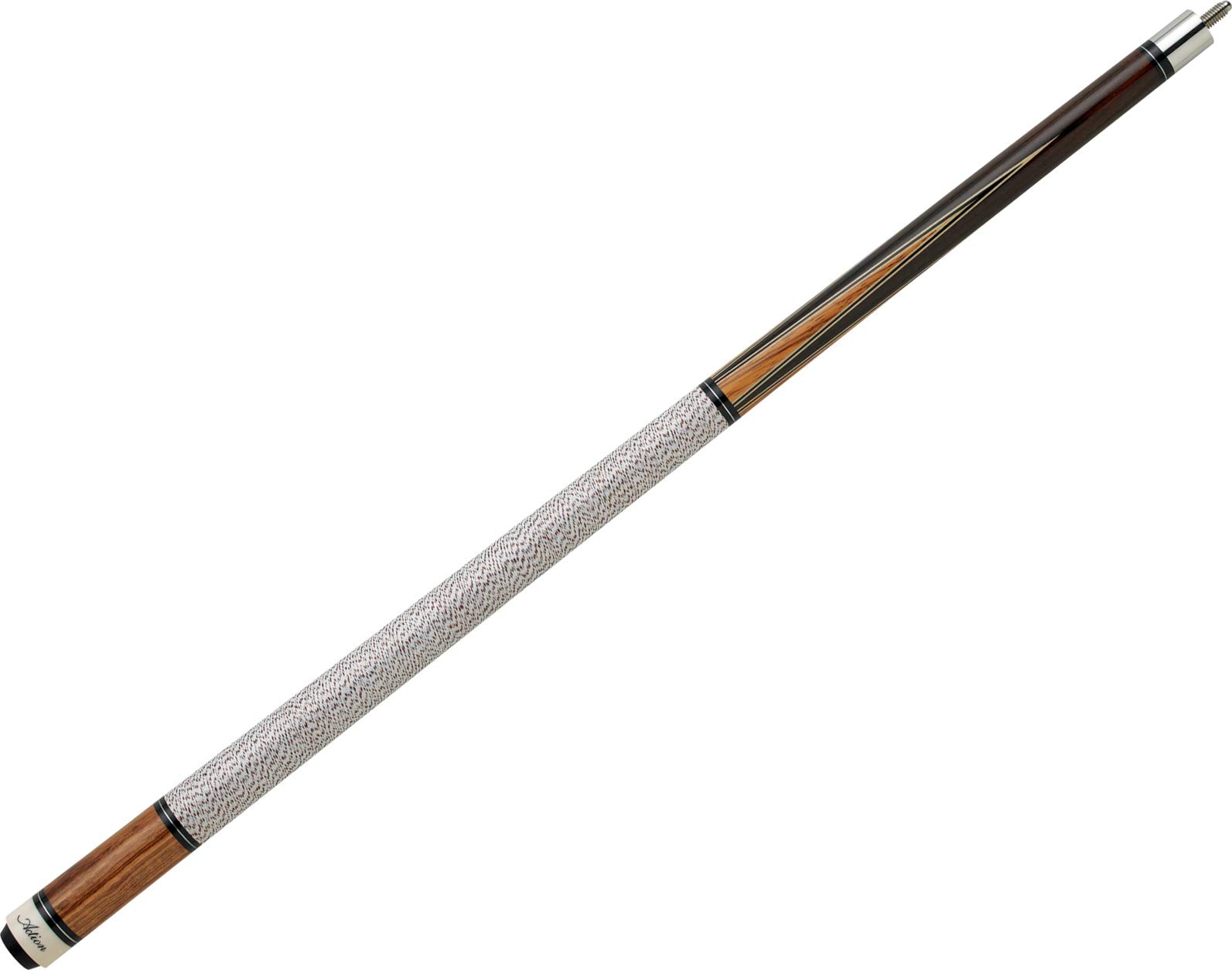 Premium Dark Chocolate Stain Pool Cue with Exotic Birdseye Maple, Black & Zebra Wood Inlay - 18 Oz Weight - Perfect for Professional Play & Stylish Home Game Rooms