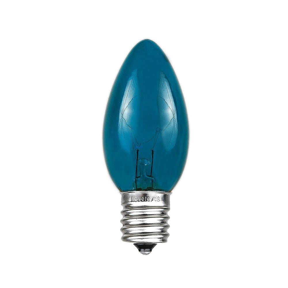25 Pack C9/E17 Intermediate Base 7W Teal Christmas Replacement Bulbs - Indoor/Outdoor Decorative Lights for Christmas Trees, Holiday Displays, Parties & Home Decor - Durable Incandescent Novelty Bulbs