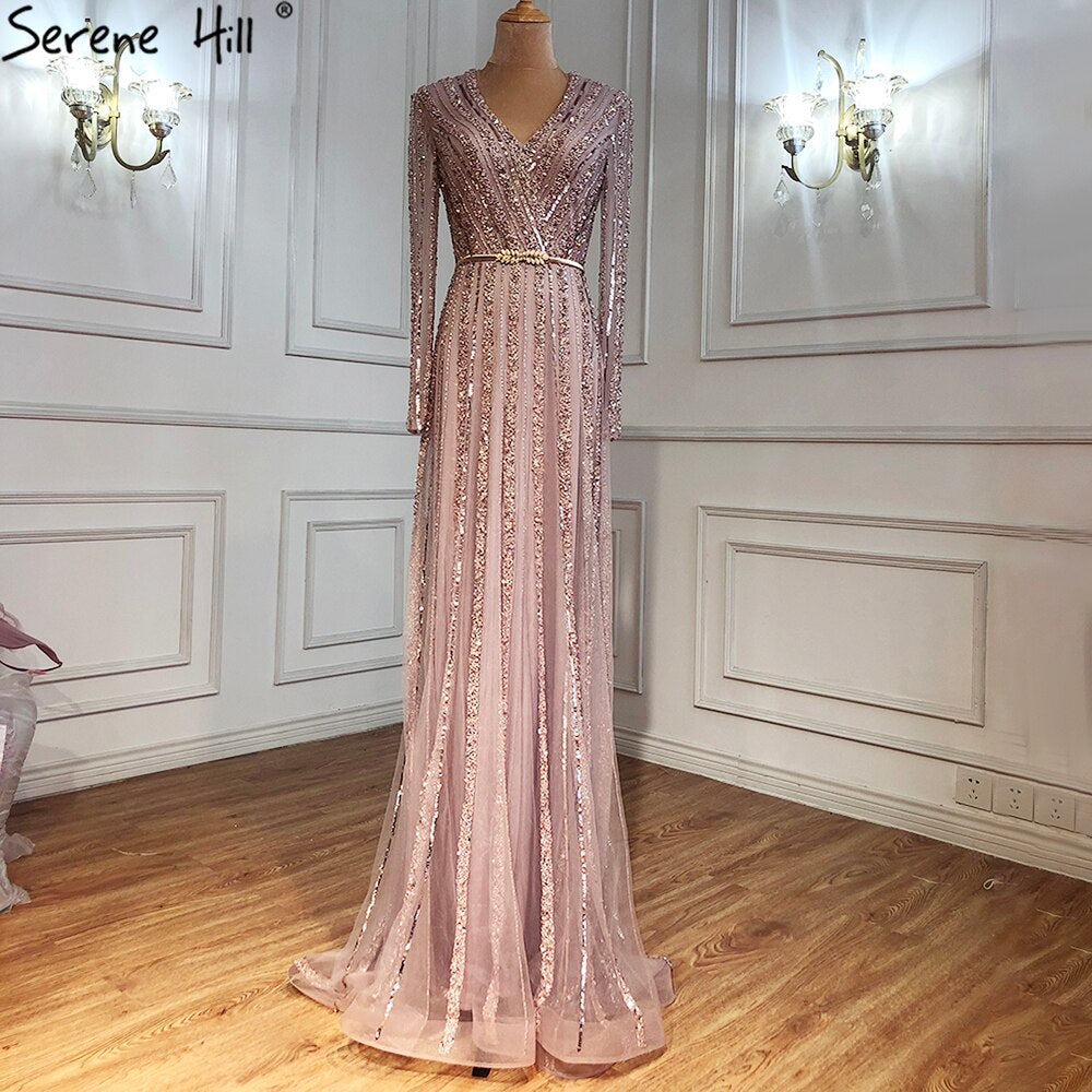 Luxury Muslim Green Evening Dresses for Women 2025 - Elegant Long Sleeve Beaded Gowns for Parties, Weddings & Special Occasions