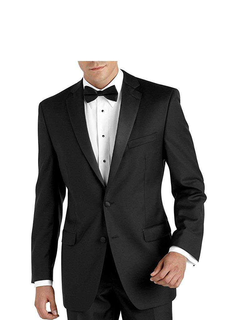 Adam Baker Men's Classic & Slim Fit Two-Piece Notch Lapel Tuxedo Suit - Formal Wedding, Prom, Black Tie Event Outfit for Grooms & Gentlemen