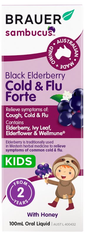 Brauer Sambucus Black Elderberry Syrup for Kids - Immune Support for Cold & Flu Relief - Natural Berry Flavor for Daily Wellness & Seasonal Health
