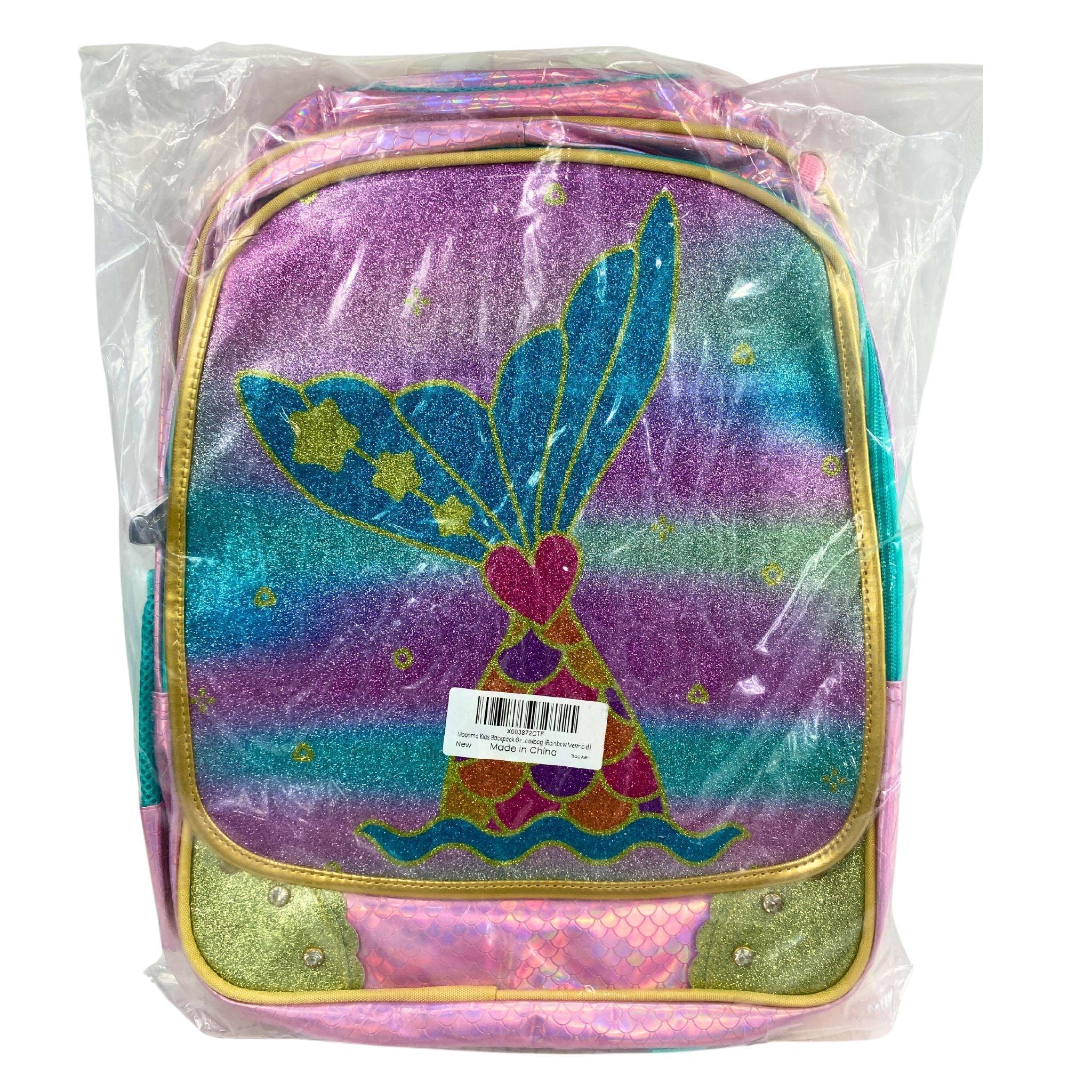 Moonmo Kids Backpack Girls School Bookbag - Rainbow Mermaid Design (24 Pack) - Perfect for School, Travel & Daily Use