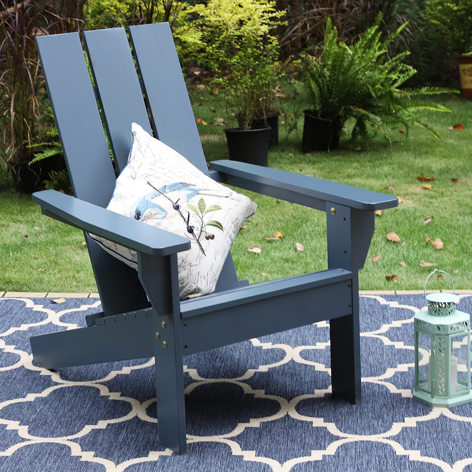 Sophia & William Black Painted Outdoor Adirondack Chair - Weather-Resistant Poplar Wood Lounger for Beach, Balcony, Backyard, Deck, Lawn, Porch & Poolside - 220 lbs Weight Capacity - Perfect for Relaxing in Your Garden or by the Pool