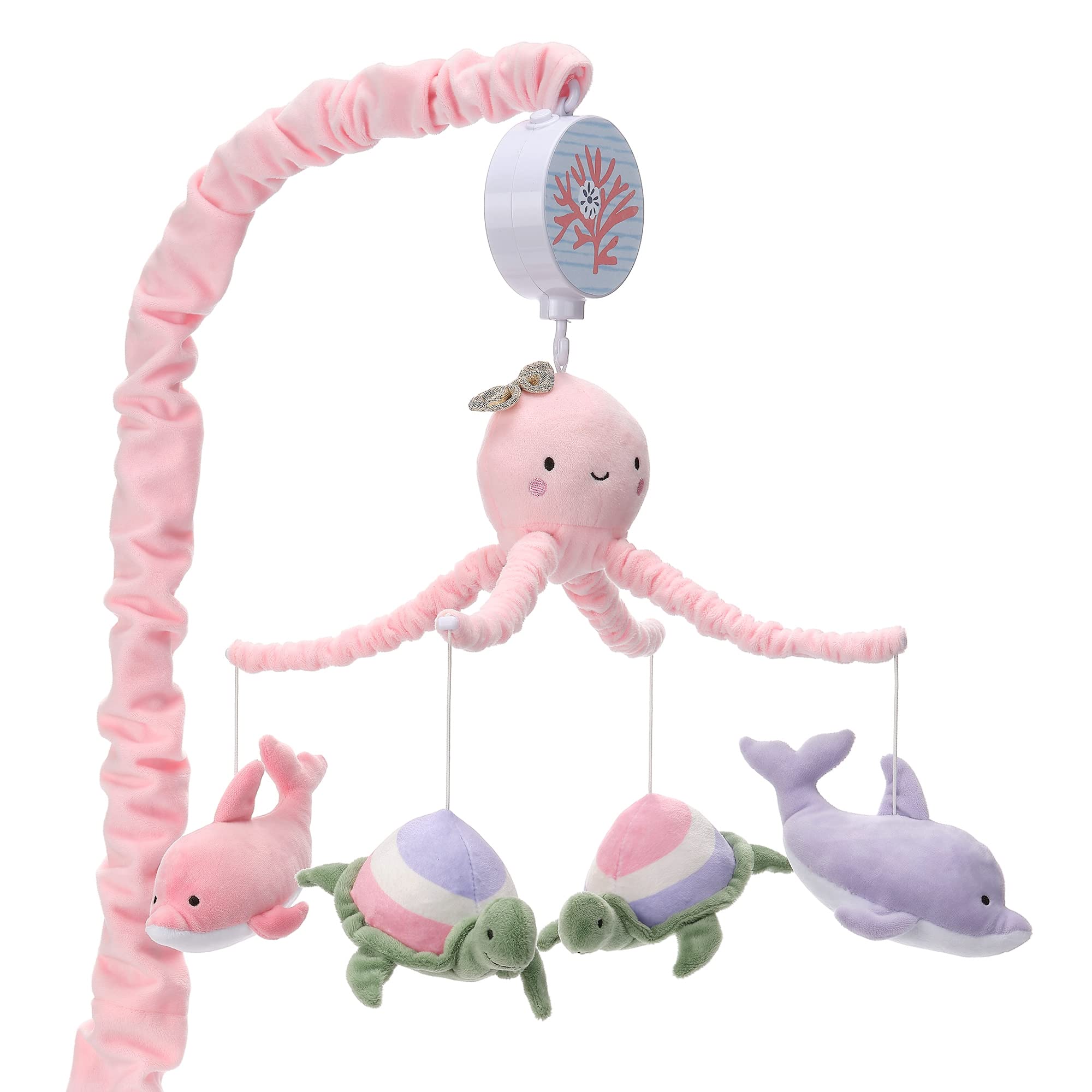 Lambs & Ivy Sea Dreams Dolphin and Turtle Musical Baby Crib Mobile Soother Toy - Ocean Theme Nursery Decor for Newborns & Infants - Perfect for Bedtime, Naptime and Playtime