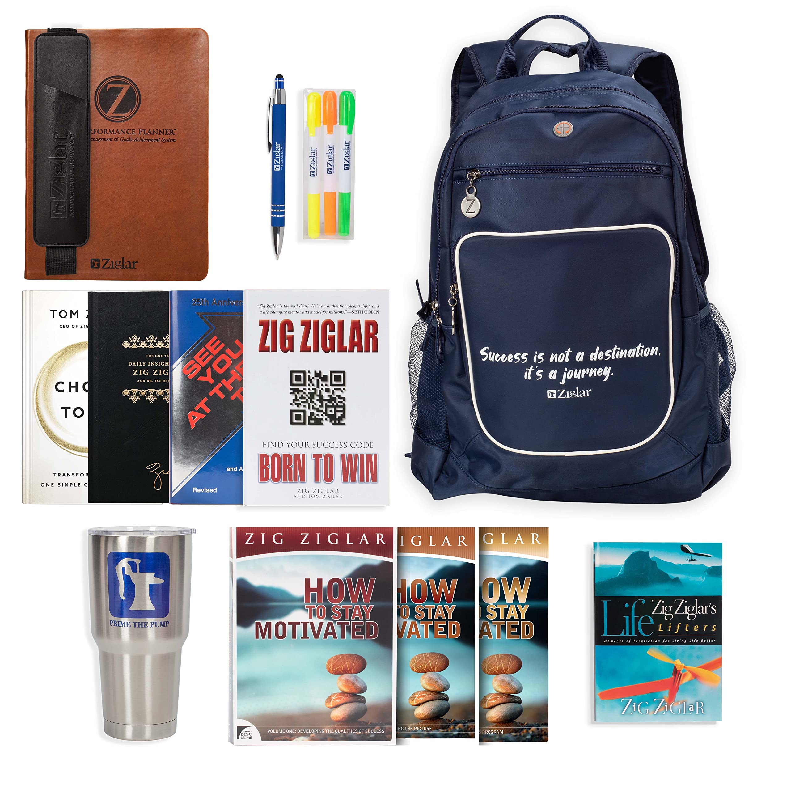 Zig Ziglar's 2020 BestSelf Backpack - Motivational Books & CDs for Personal Growth | Christian Self Help with Daily Planner | Perfect for Students, Professionals & Daily Inspiration