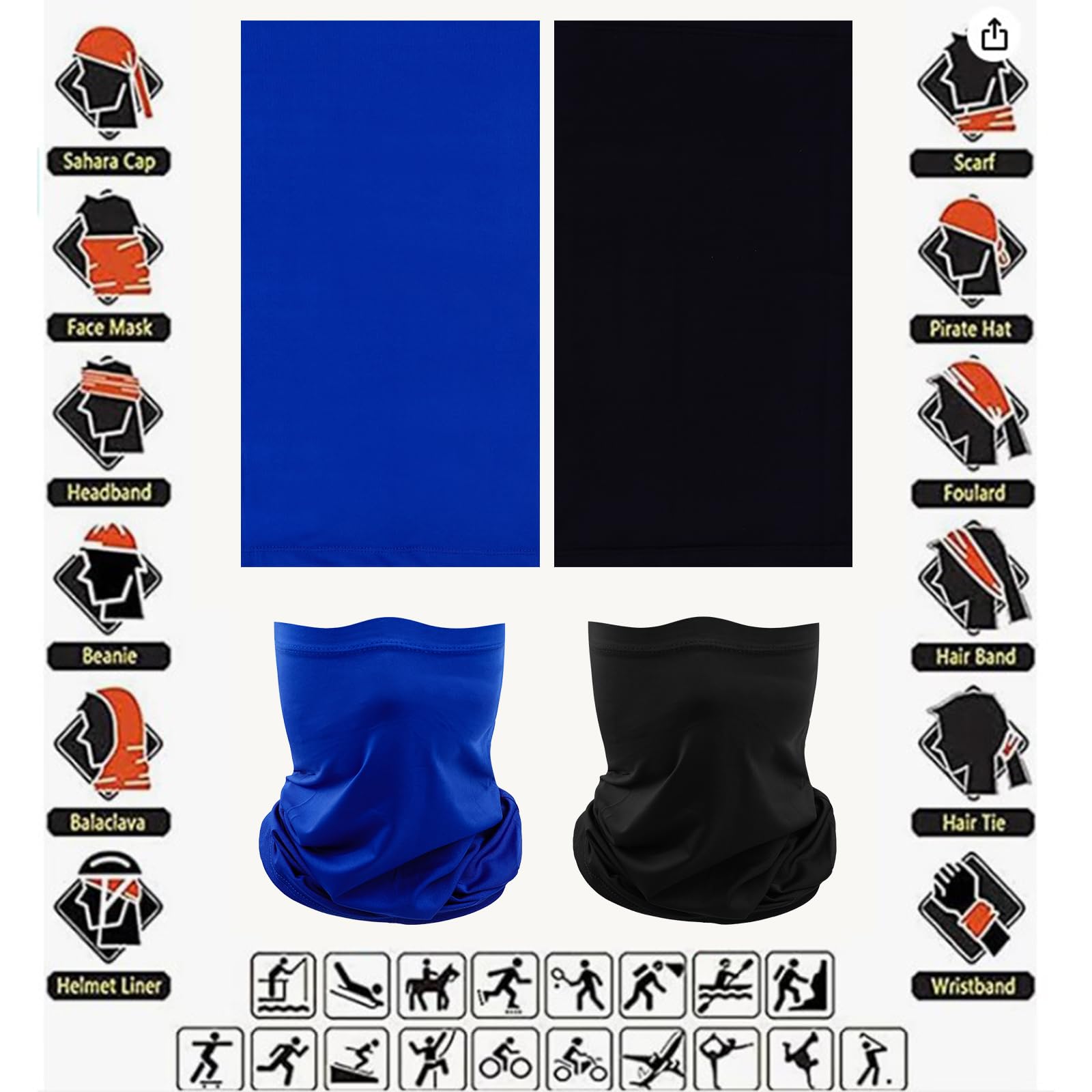 Breathable Face Mask Bandana Neck Gaiter - Seamless UV Protection Scarf for Outdoor Activities, Cycling, Hiking & Dust Protection
