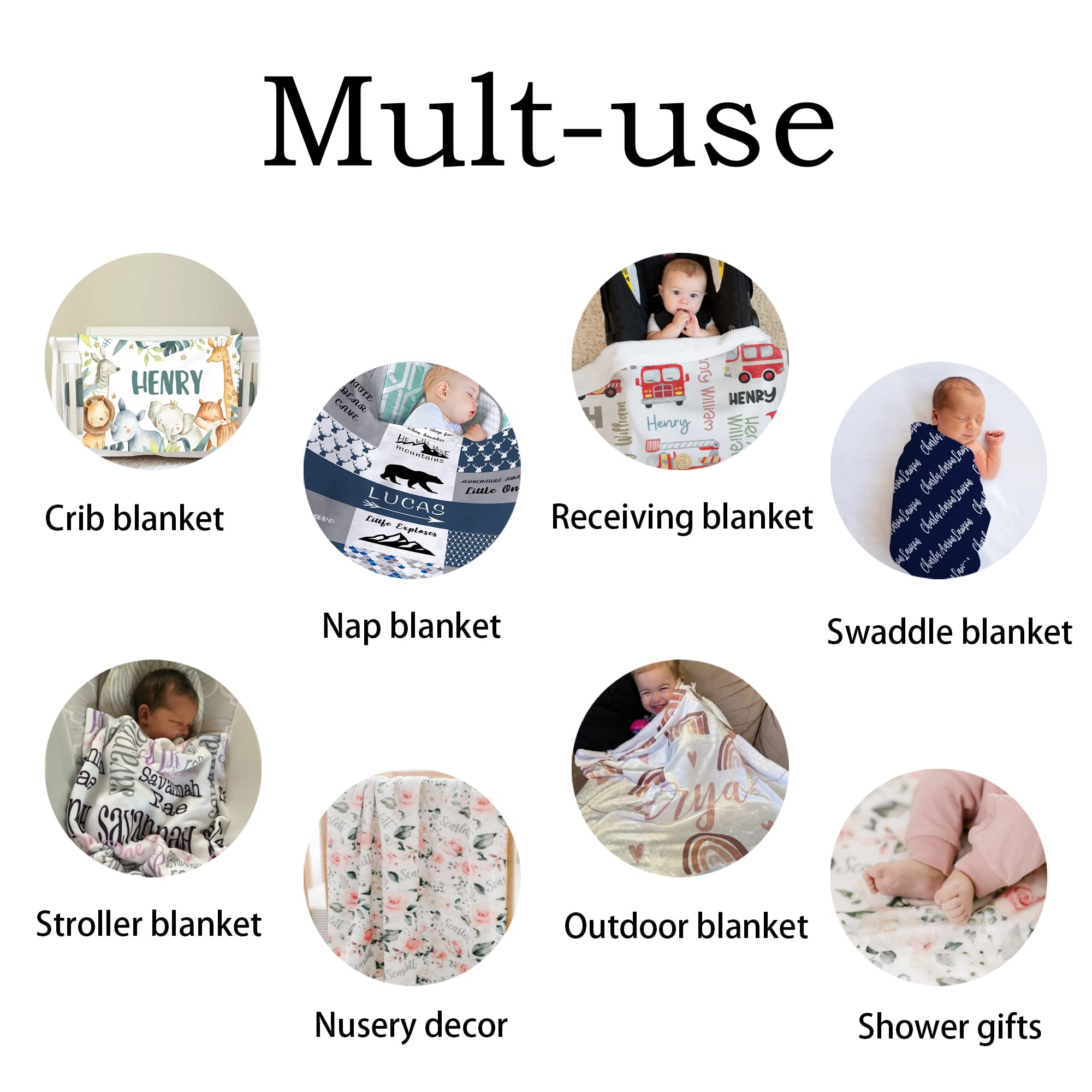 Personalized Baby Blankets for Boys with Custom Name - Soft Newborn Baby Blanket Gift for Baby Shower, Birthday, Christening | Perfect for Nursery, Stroller, Travel & Photo Shoots