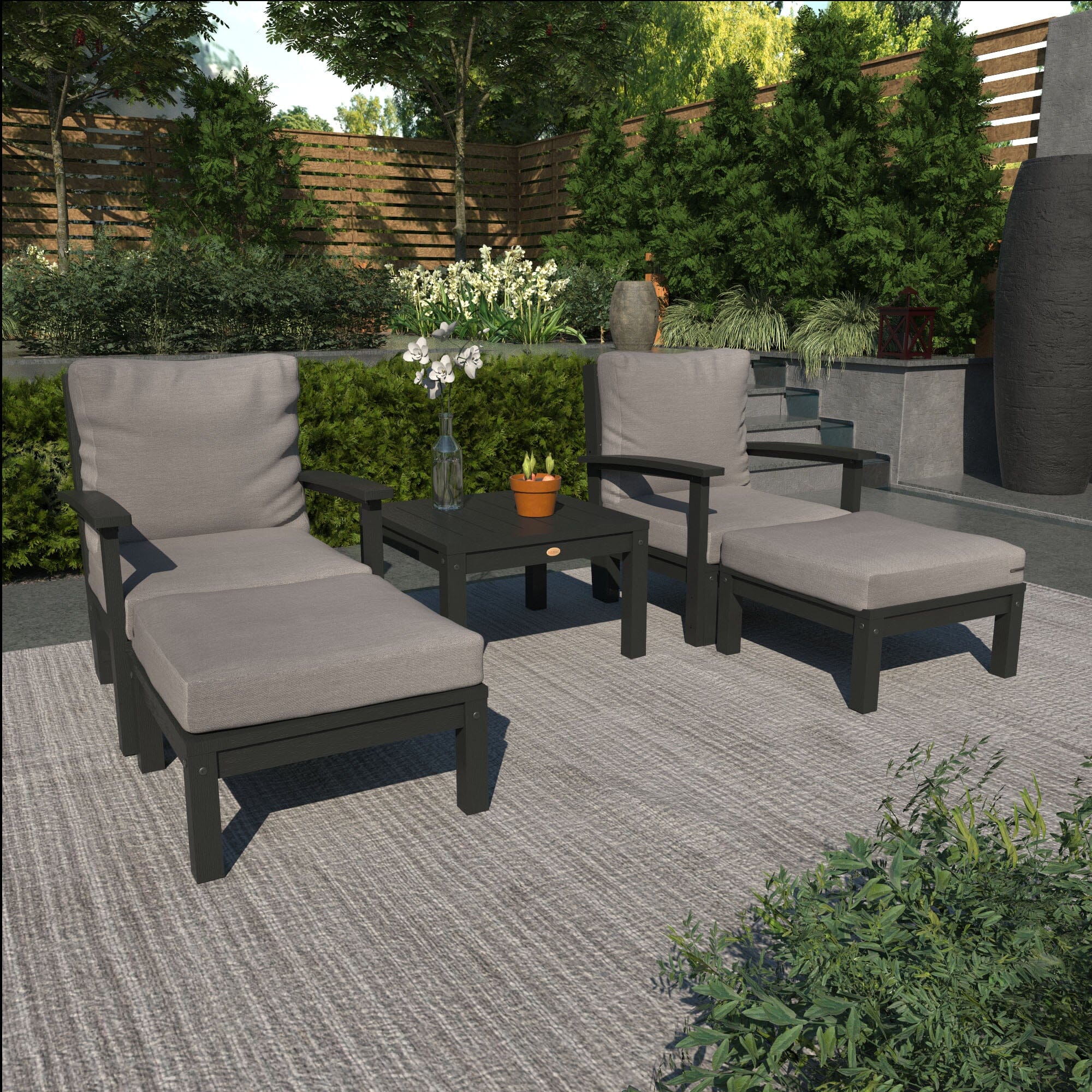 Custom Deep Seating Chaise Lounge Set with Side Table - Outdoor Patio Furniture for Garden, Poolside & Backyard Relaxation