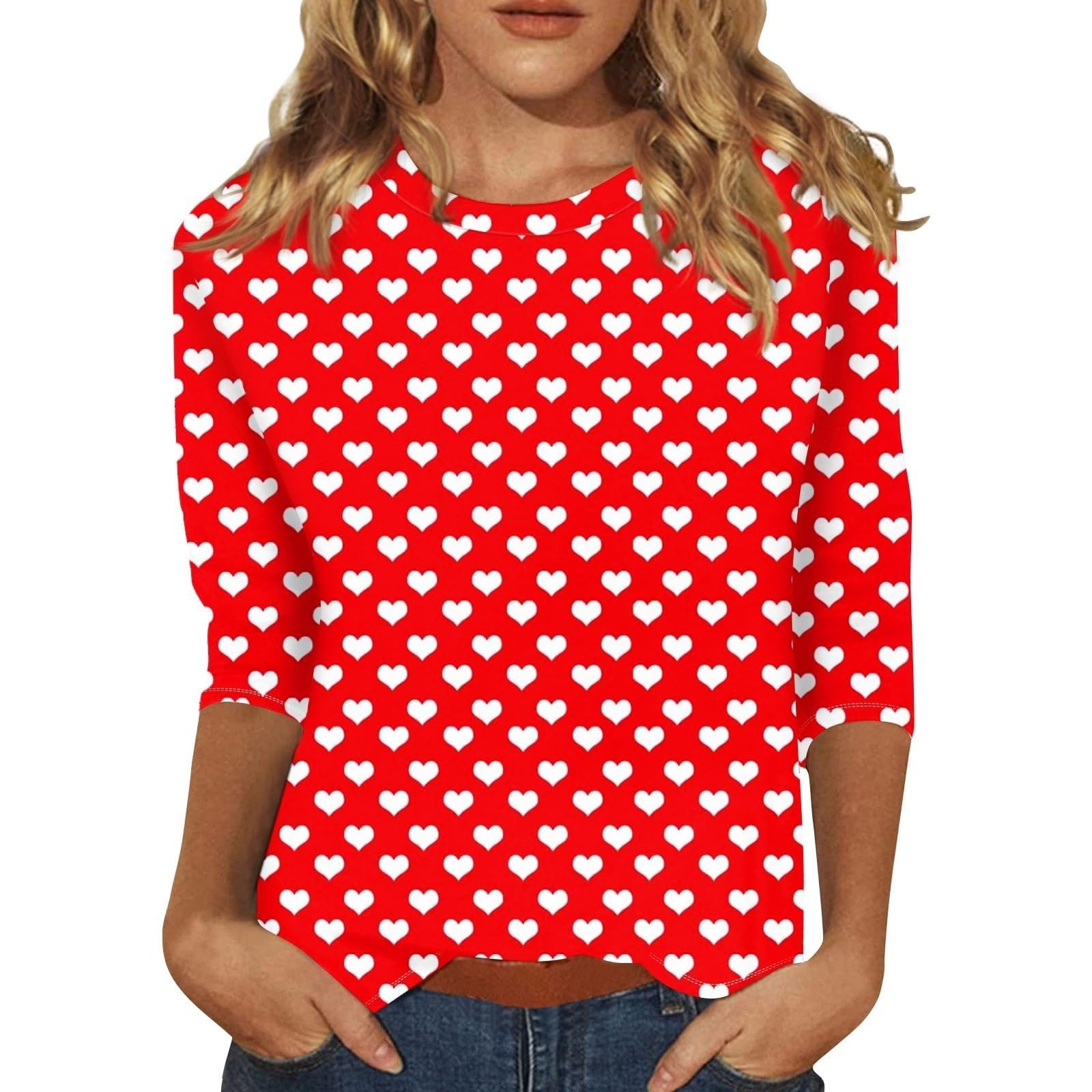 Trendy SHAOBGE Women's Valentine's Day Shirt with Heart Design - Cute Spring Going Out Tops for Date Night & Parties 2025 | Perfect for Valentine's Gifts, Girls Night Out & Romantic Occasions