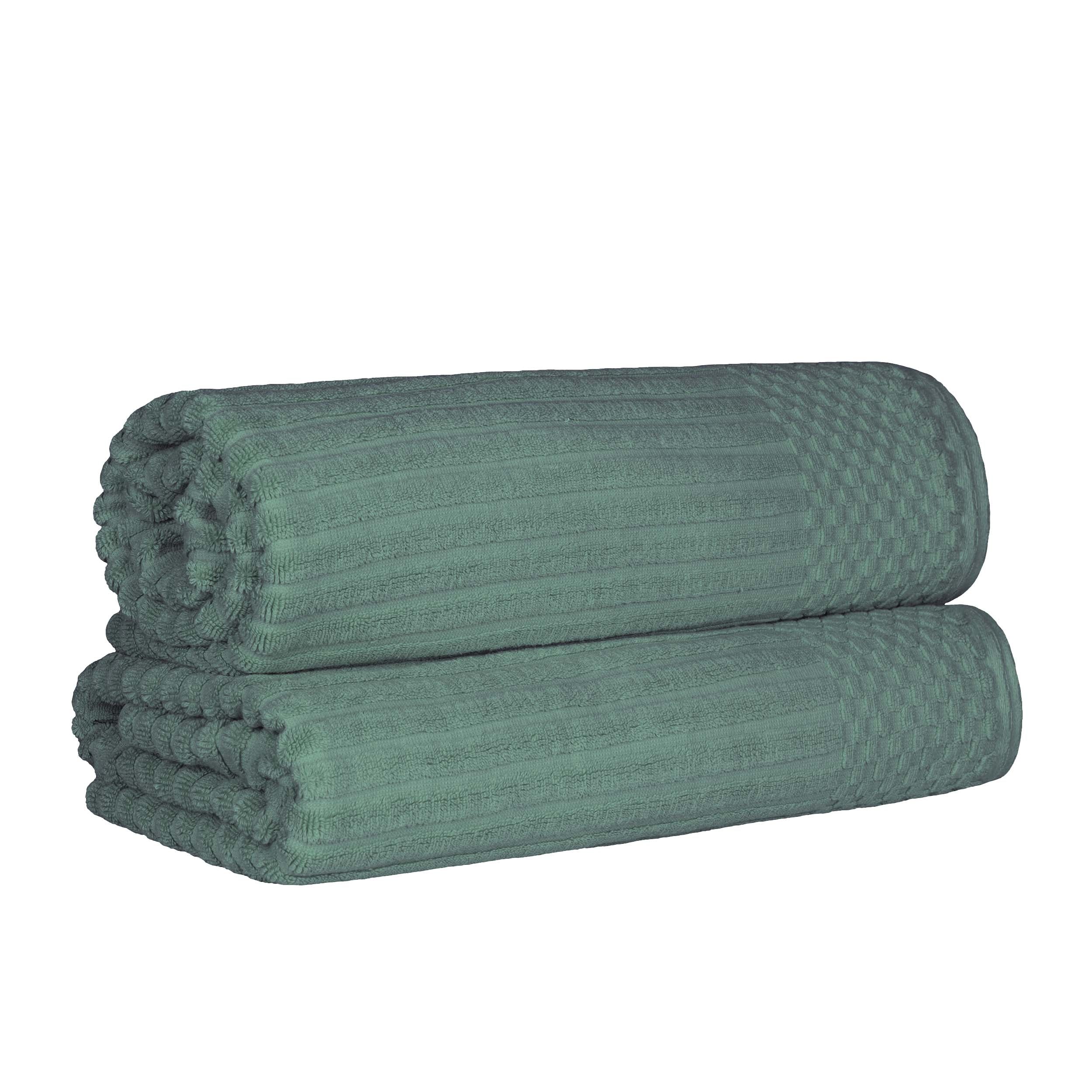 Premium Cotton Ribbed Textured Bath Towel Set - Ultra Absorbent 2-Piece Bath Sheet Set for Spa, Beach & Luxury Bathroom Use