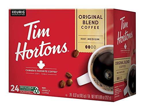 Tim Hortons Original Blend Medium Roast Coffee K-Cup Pods - 48 Count (2 Packs of 24) - Single Serve Coffee for Keurig Brewers - Perfect for Home, Office or Travel Use