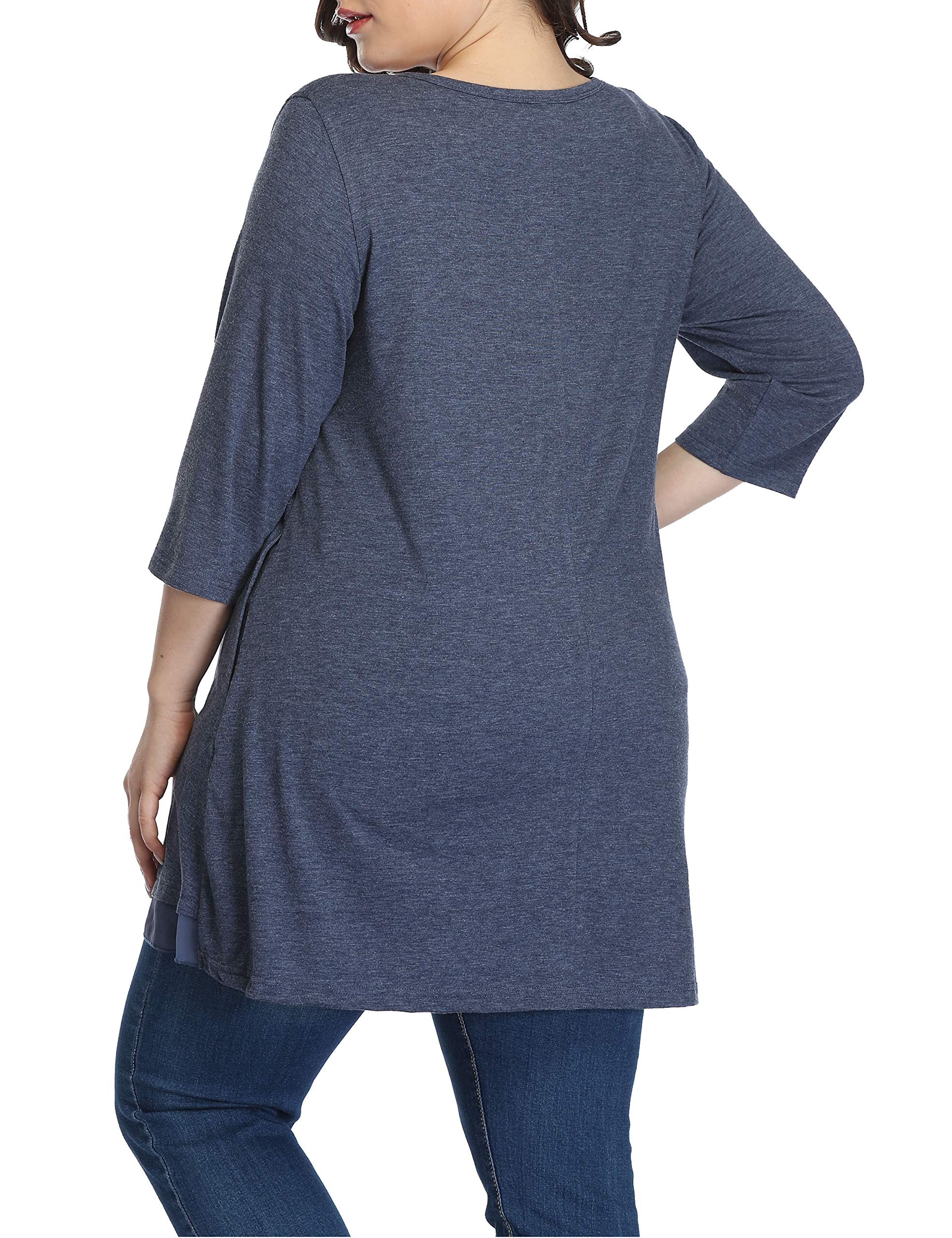 Shiaili Heather Plus Size Tunic Tops for Women - Long Flowy Shirts for Leggings - Comfortable Casual Wear for Work, Yoga & Everyday Outfits