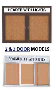 Enclosed Indoor Poster Display Cases with Radius Edge, Header & LED Lights - Multiple Door Options for Retail Stores, Museums & Exhibitions