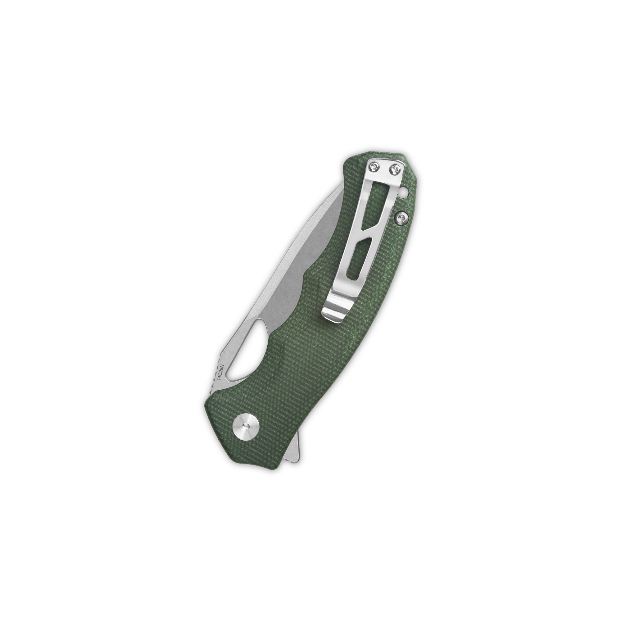 QSP Gorilla Liner Lock Pocket Knife - 14C28N Stainless Steel Blade with Green Micarta Handle - EDC Folding Knife for Camping, Hiking & Outdoor Survival
