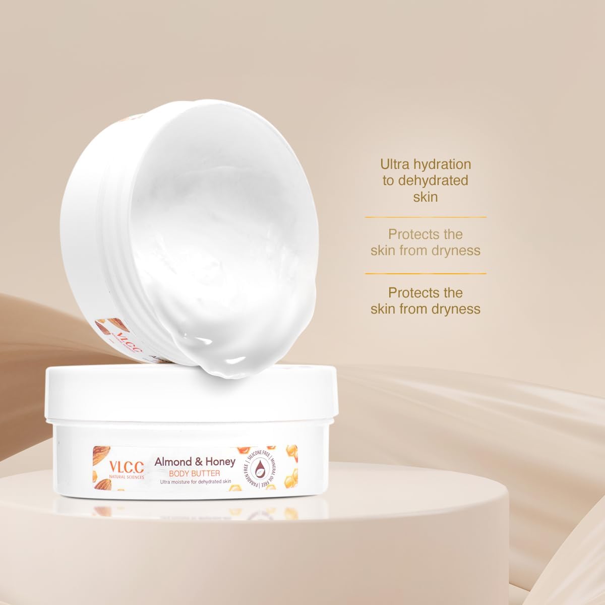 VL.CC Almond & Honey Body Butter - 200g | Ultra Hydrating Body Cream for Dry & Dehydrated Skin | Deep Moisturizing with Sweet Almond Oil & Pure Honey | Perfect for Winter Skincare & Daily Body Care Routine