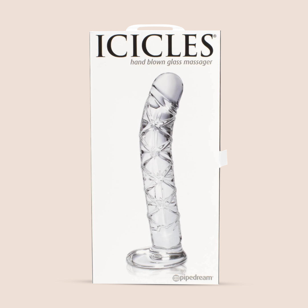 Icicles No. 60 Glass Dildo - Premium Handmade Glass Adult Toy for Women & Couples - Perfect for Sensual Play, Temperature Play & G-Spot Stimulation