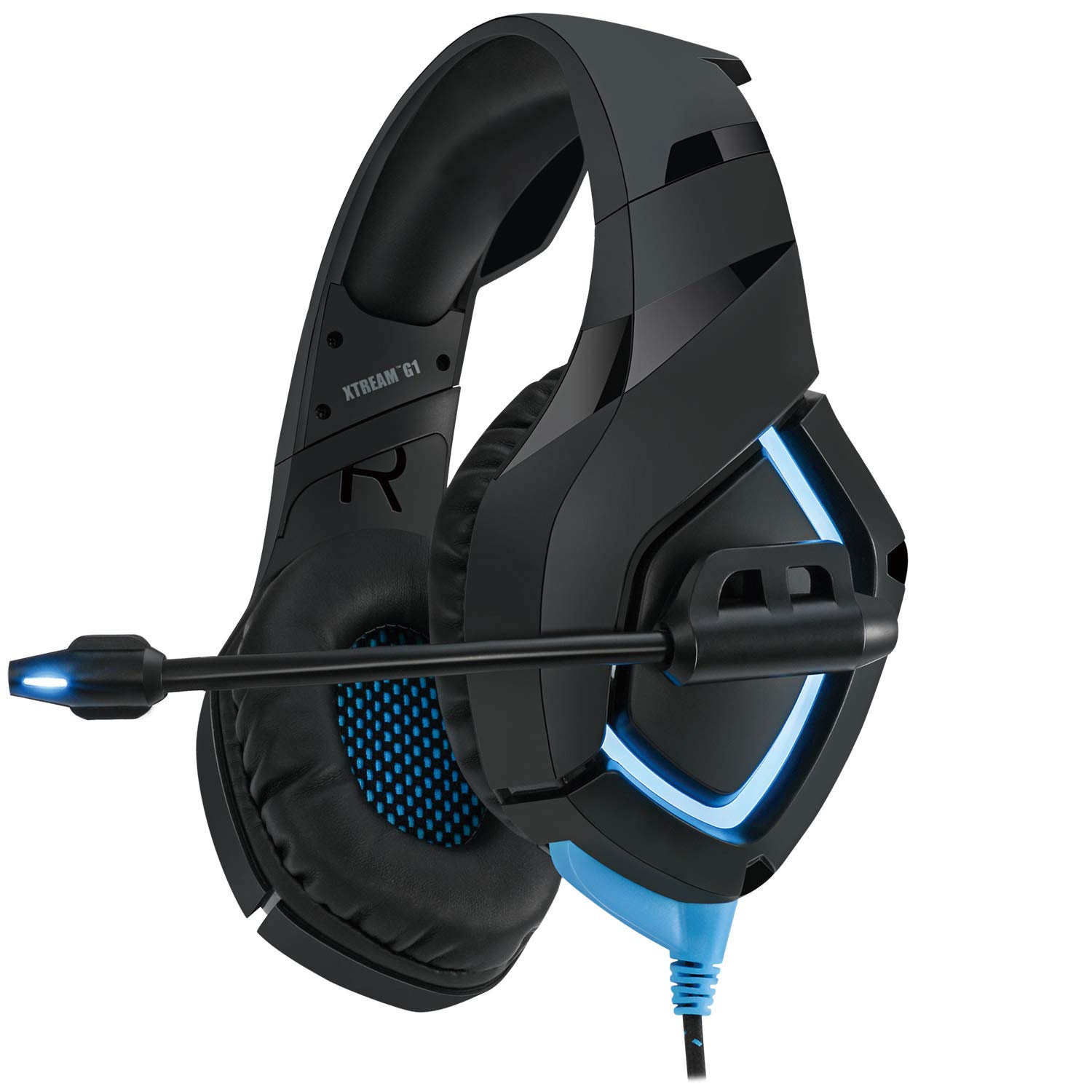 Adesso Xtream G1 Gaming Headset with Noise Cancelling Mic, LED Lights - Compatible with PC, PS4, Xbox, Nintendo Switch & Laptops (Black) - Perfect for Online Gaming, Streaming & Virtual Meetings