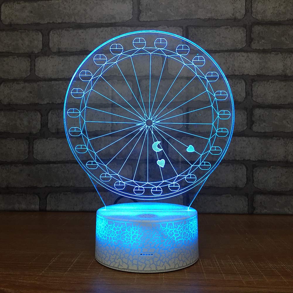 3D Ferris Wheel Night Light - USB-Powered LED Bedside Lamp for Kids & Smart Home Decor | Perfect for Nursery, Bedroom & Relaxing Night Light Scenes