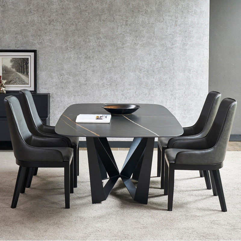 Premium CELINE Sintered Stone Dining Table - 180cm Modern Black Kitchen Table for Dining Room, Restaurant & Outdoor Patio