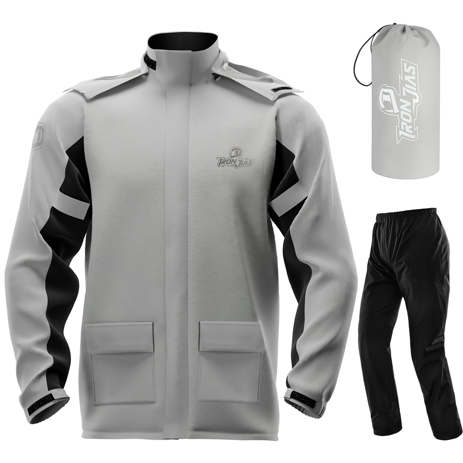 IRON JIA'S Waterproof Rain Suit for Men & Women - Motorcycle Rain Gear with Reflective Strips | Breathable Jacket & Pants for Fishing, Hiking, Farming & Outdoor Work | All-Weather Protection for Commuting & Adventure