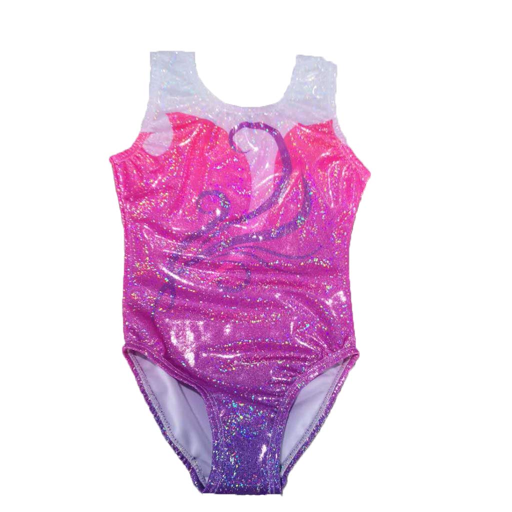 Sparkle Rainbow Gymnastics Leotards for Girls 2-11 Years | One-Piece Athletic Dance Leotard with Colorful Design - Perfect for Ballet, Gymnastics, Dance Competitions & Recitals