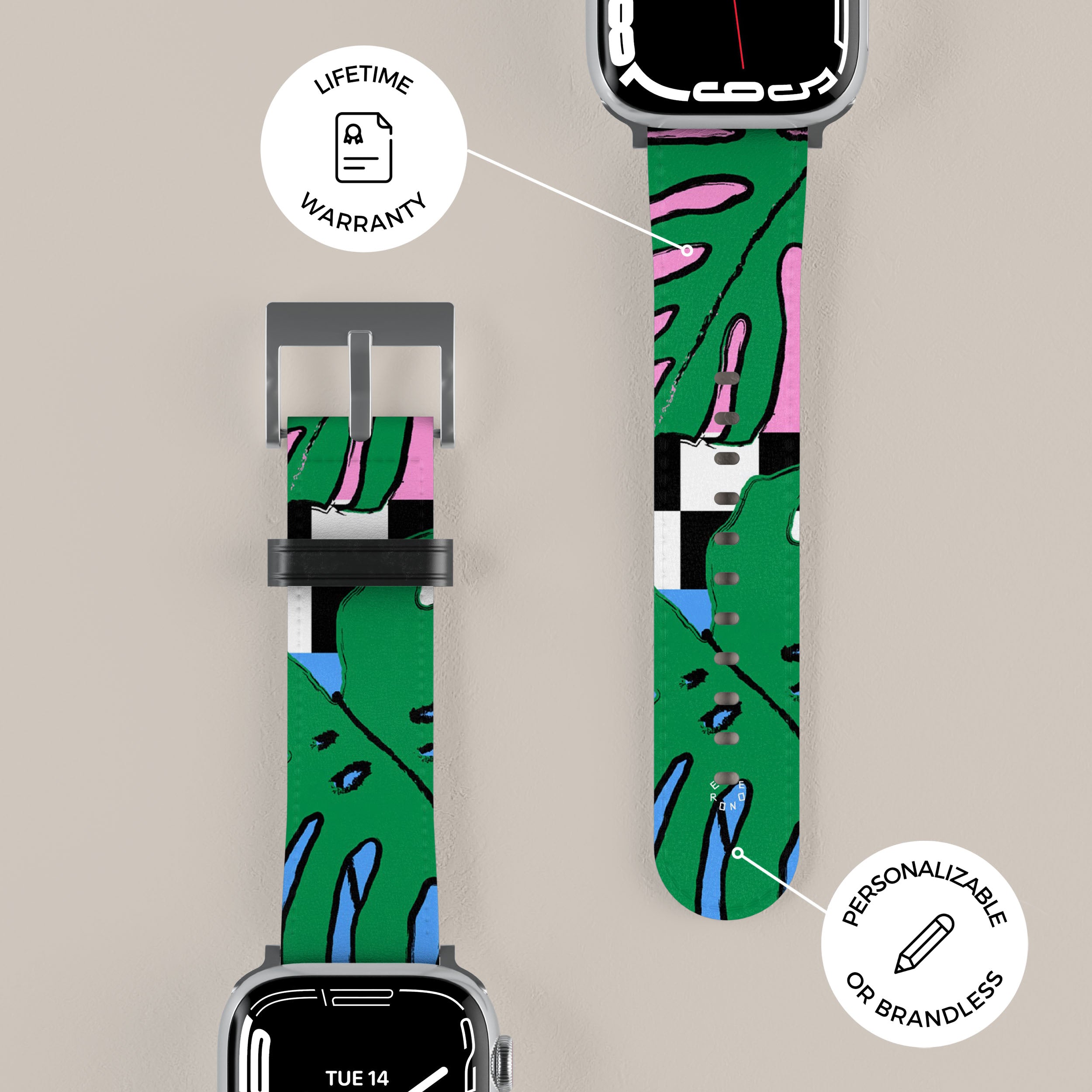 Tropical Leaves Apple Watch Band - Soft Silicone Strap for Apple Watch Series 9/8/7/6/SE - Stylish & Comfortable for Workouts, Running & Everyday Wear